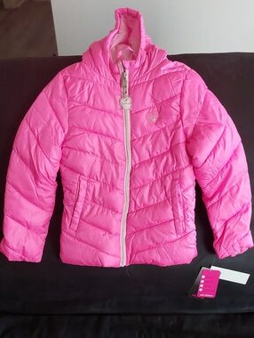 Pink Platinum Bright Pink Quilted Hooded Jacket